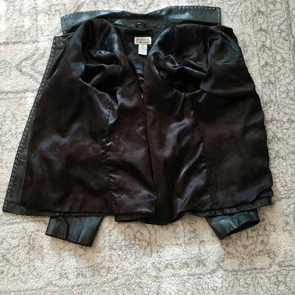 029 Style & Co Black Leather Jacket, - Picture 4 of 8